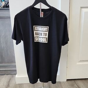 Black Kids Shirt with 'Straight Back to School' Print